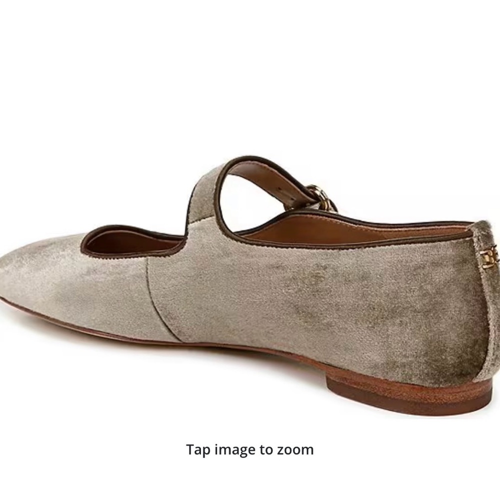 Sam Edelman Olive Velvet Flats with Gold Accent - Picture 4 of 8